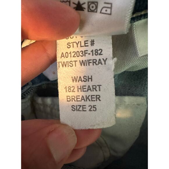 AMO Twist Fray Heartbreaker blue distressed skinny jeans size 25-2 - Picture 6 of 16
